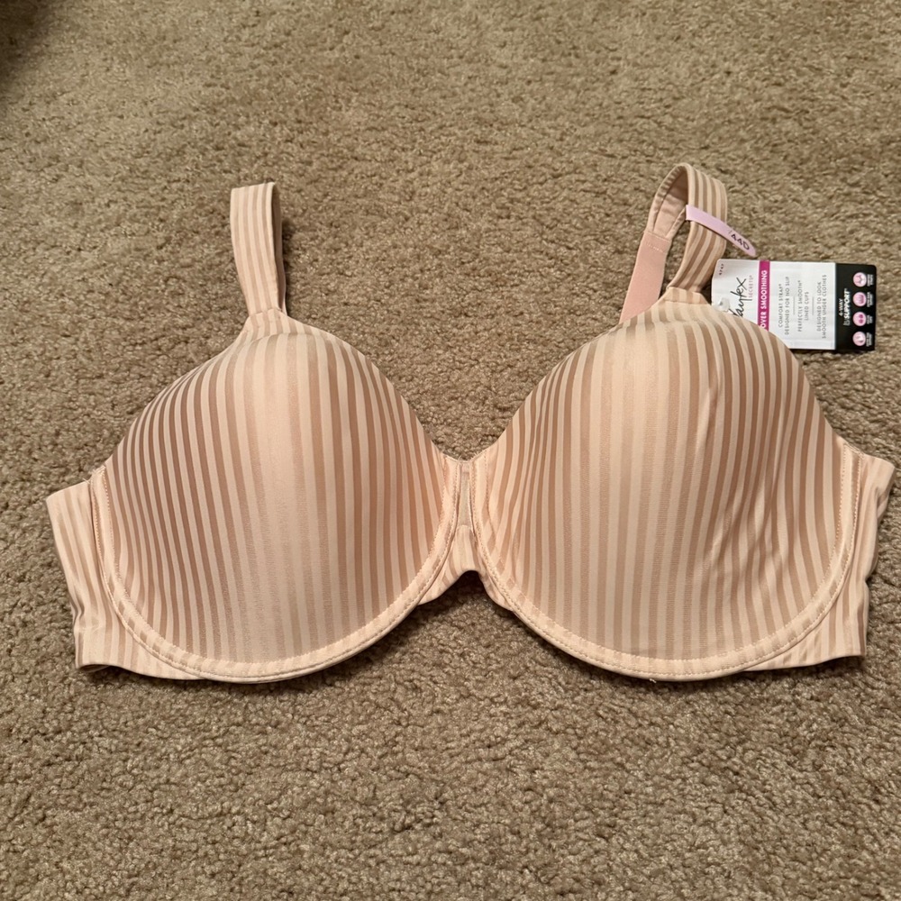 Playtex Secrets All Over Smoothing Underwire Bra 44D Beige Stripem NWT